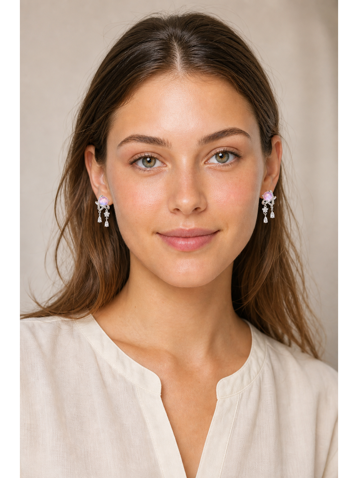 Pink Pearl Star Drop Rhodium with Sterling Silver Posts Earring 2