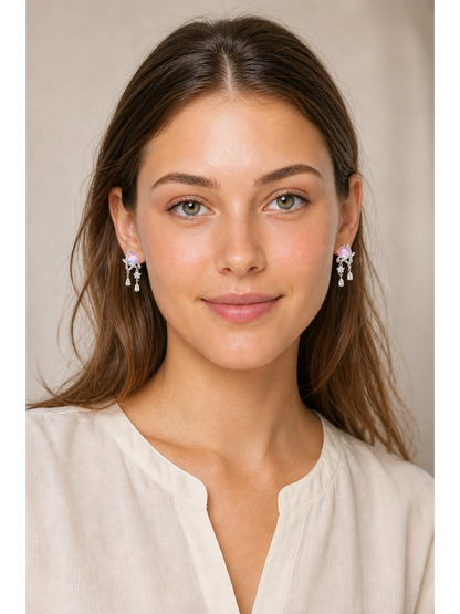 Pink Pearl Star Drop Rhodium with Sterling Silver Posts Earring 2