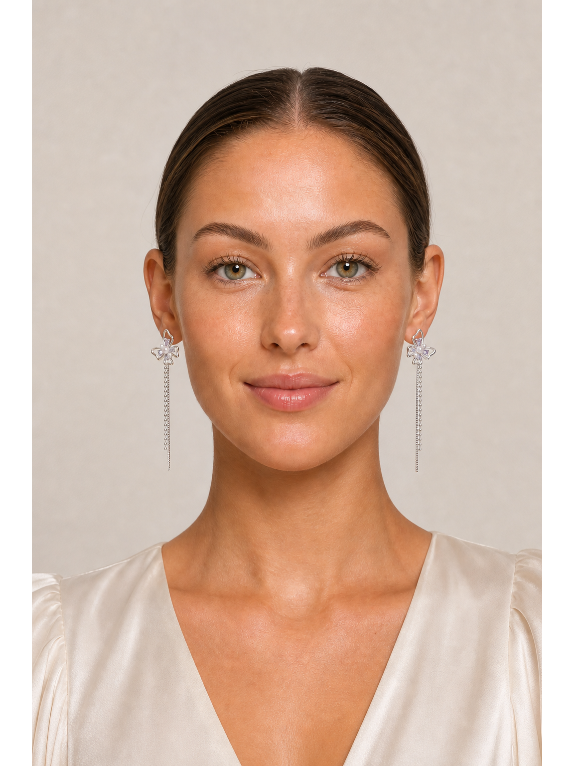 Purple Butterfly Pearl Tassel Rhodium with Sterling Silver Posts Earring 2
