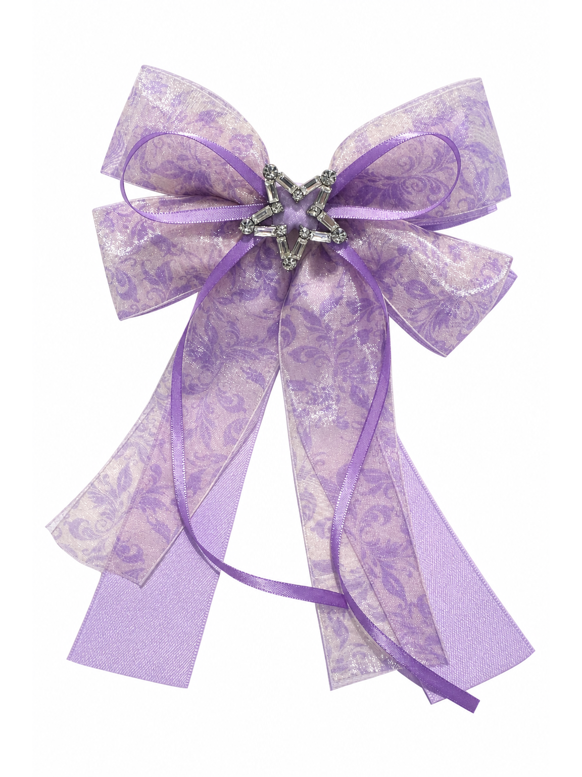 Purple Organza Bow Hair Clip with Star Accent 1