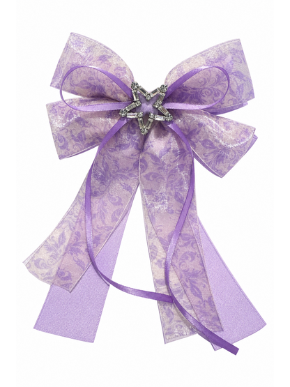 Purple Organza Bow Hair Clip with Star Accent 1