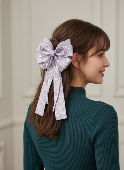 Purple Patterned Bow Hair Clip, 2 Pack 2