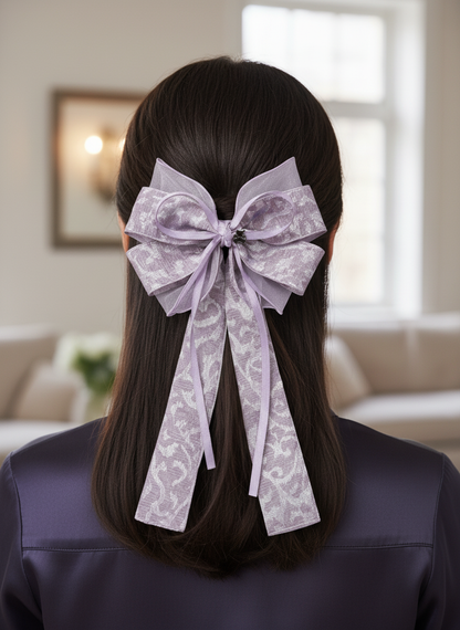 Purple Patterned Bow Hair Clip, 2 Pack 3