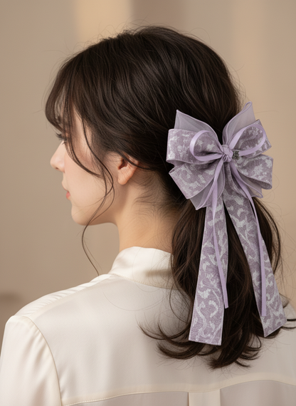 Purple Patterned Bow Hair Clip, 2 Pack 4
