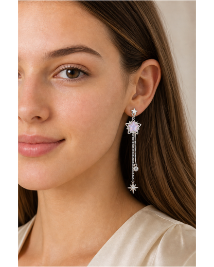 Purple Star Tassel Rhodium with Sterling Silver Posts Earring 3