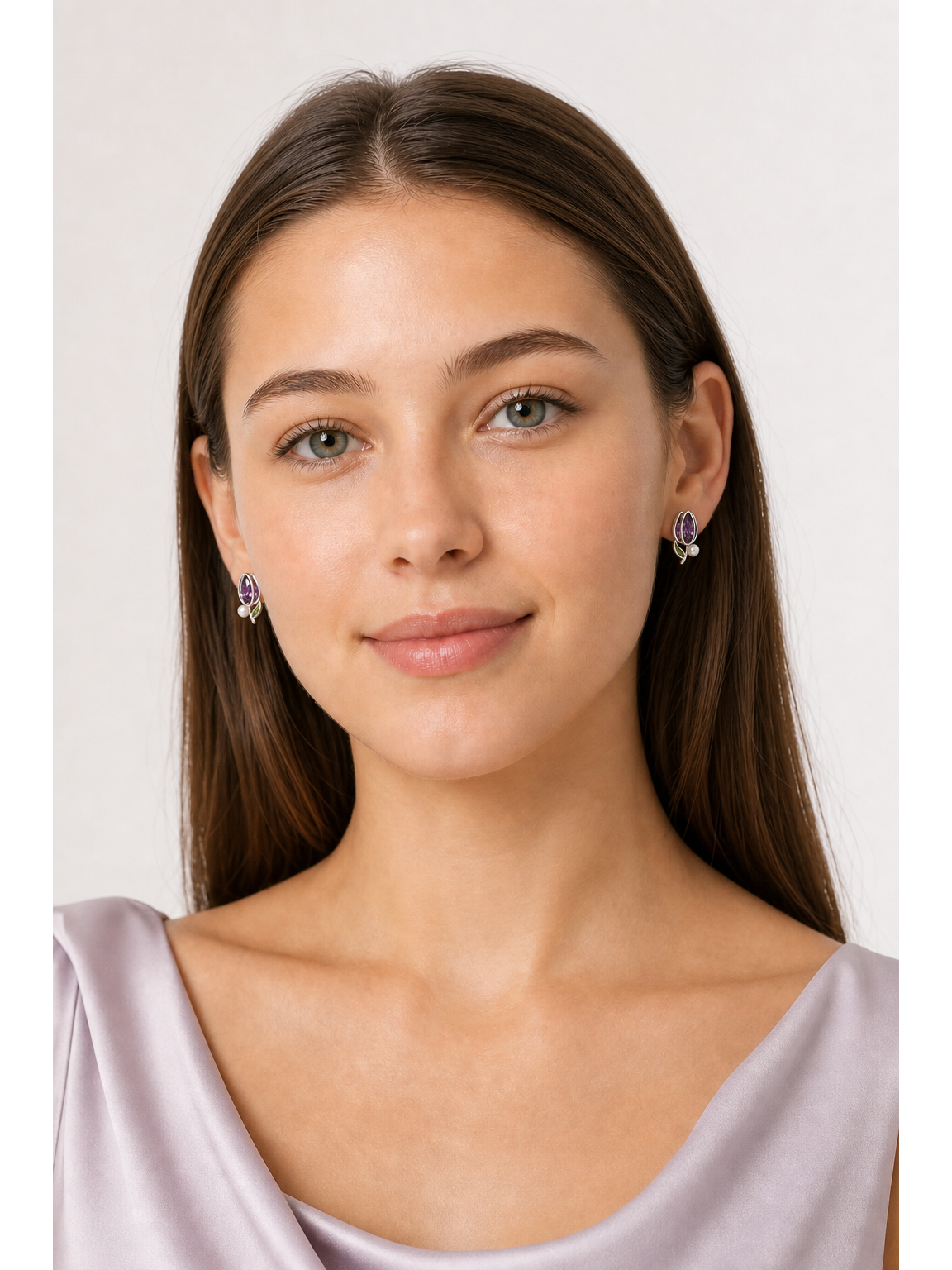 Purple Tulip Rhodium with Sterling Silver Posts Earring 2