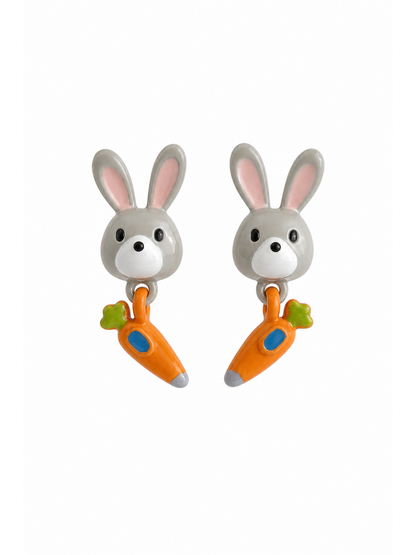 Rabbit & Carrot Drop with Sterling Silver Posts Earring 1