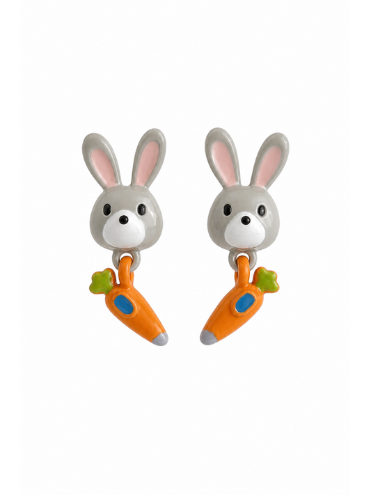 Rabbit & Carrot Drop with Sterling Silver Posts Earring 1