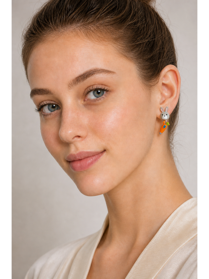 Rabbit & Carrot Drop with Sterling Silver Posts Earring 3