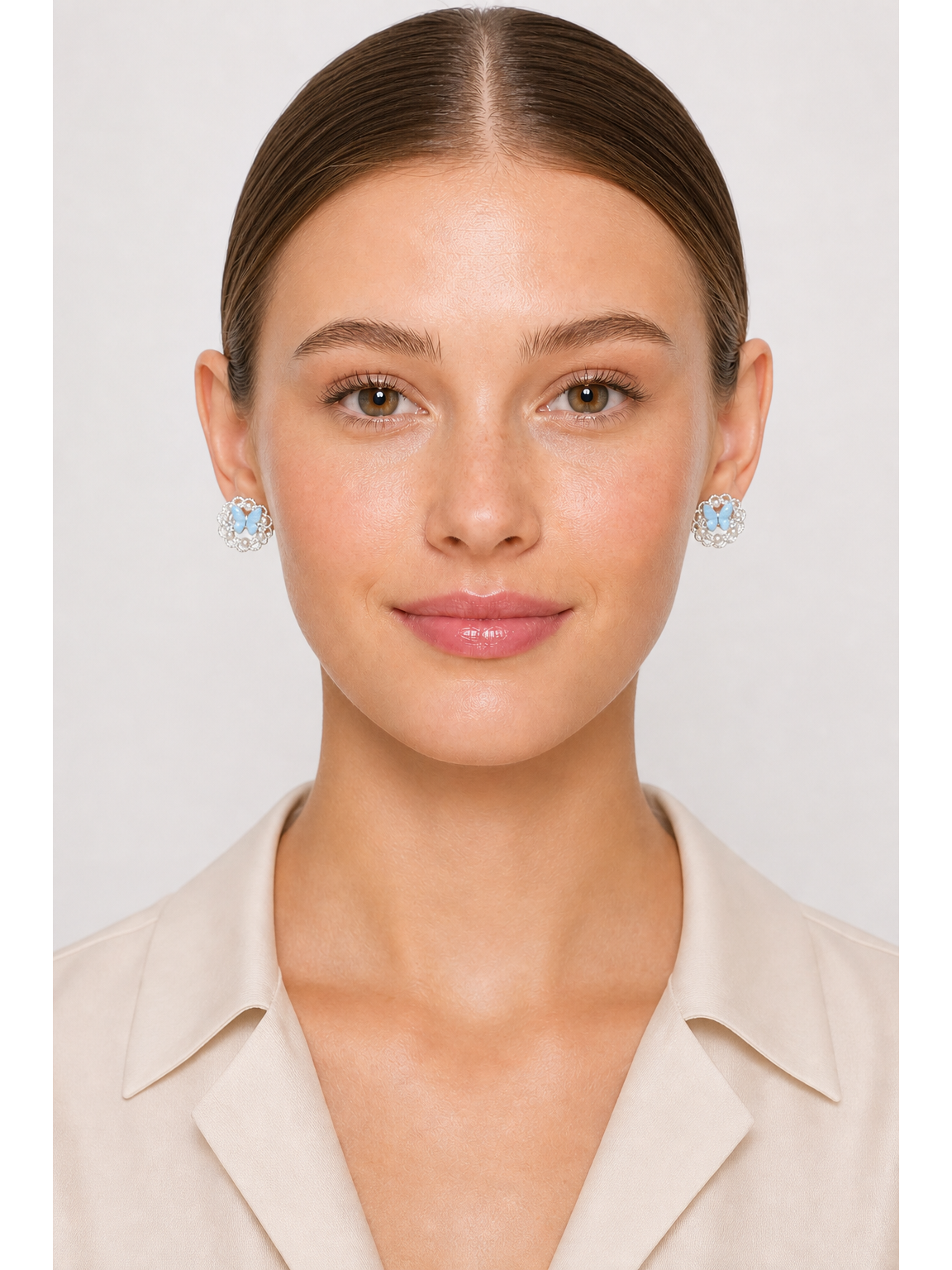 Blue Butterfly Pearl Rhodium with Sterling Silver Posts Earring 2