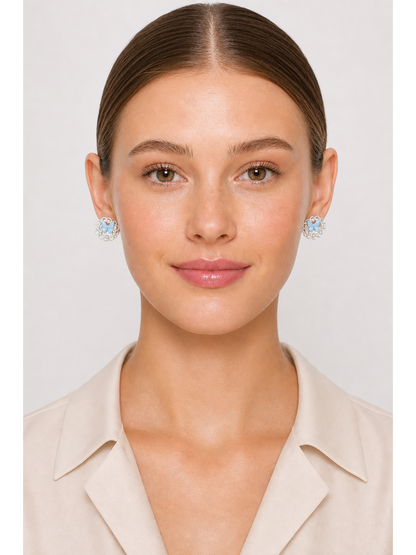 Blue Butterfly Pearl Rhodium with Sterling Silver Posts Earring 2