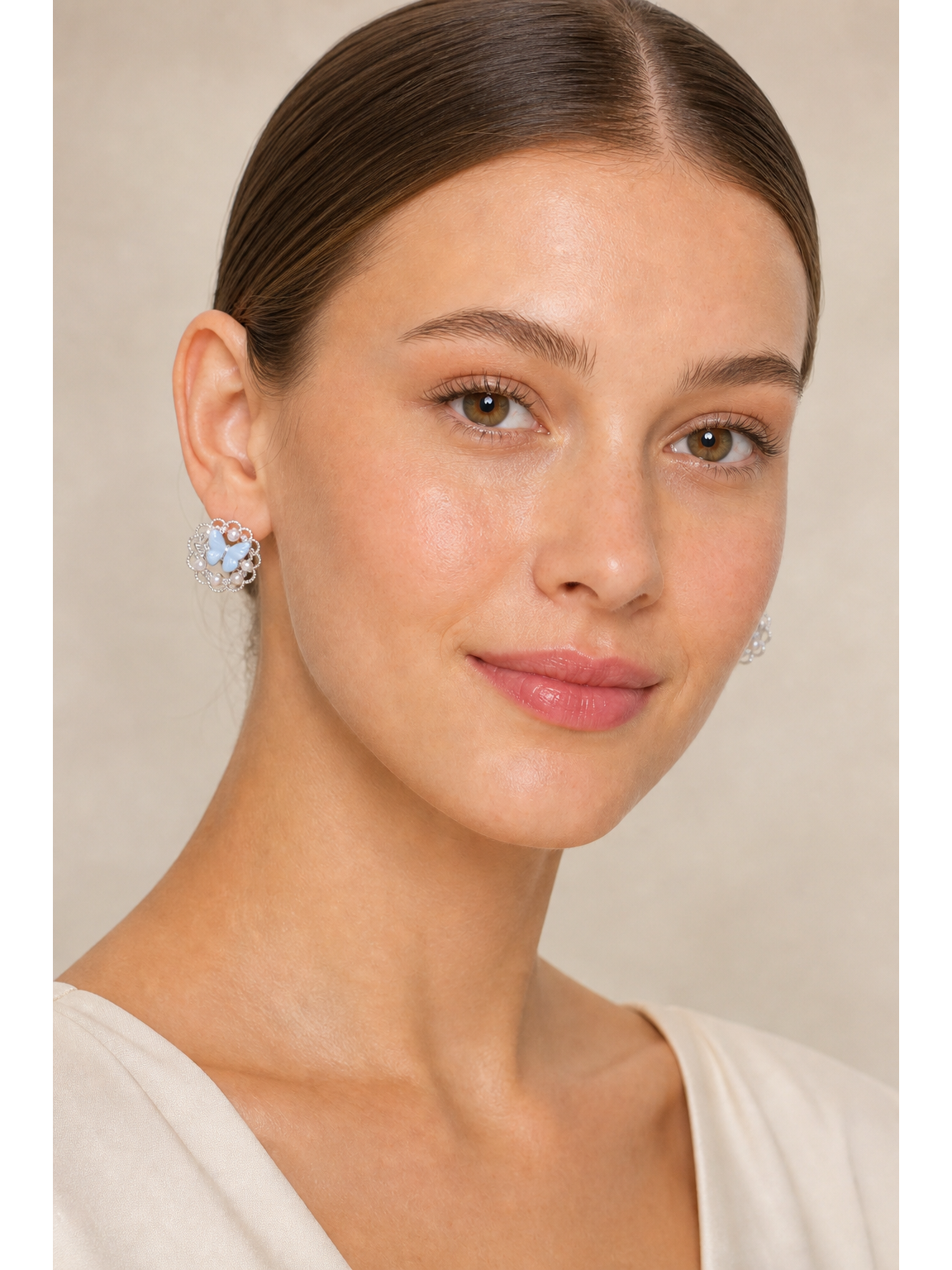 Blue Butterfly Pearl Rhodium with Sterling Silver Posts Earring 3