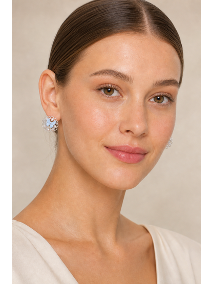 Blue Butterfly Pearl Rhodium with Sterling Silver Posts Earring 3