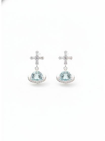 Plated Blue Planet Bow Rhodium with Sterling Silver Posts Earring 1