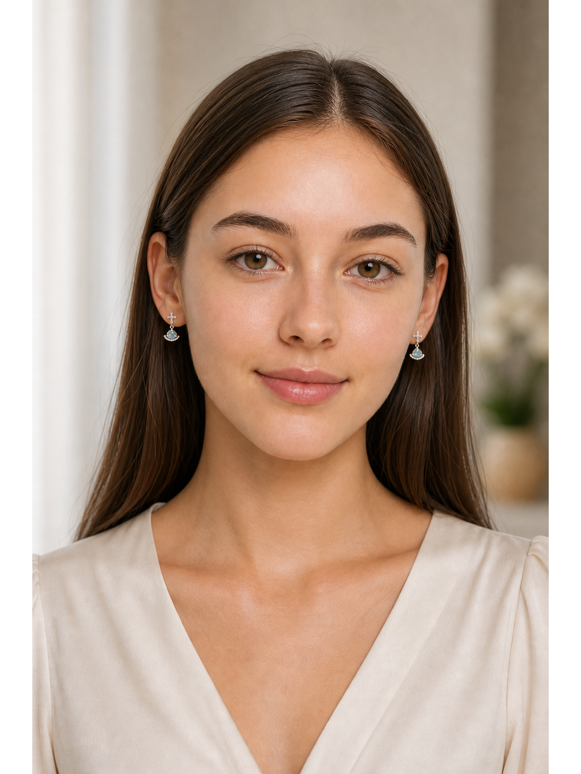 Plated Blue Planet Bow Rhodium with Sterling Silver Posts Earring 2