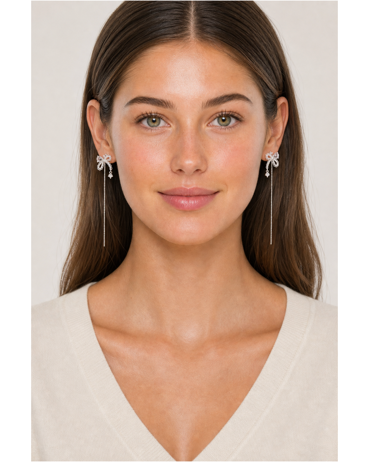 Bow Tassel Rhodium with Sterling Silver Posts Earring 2