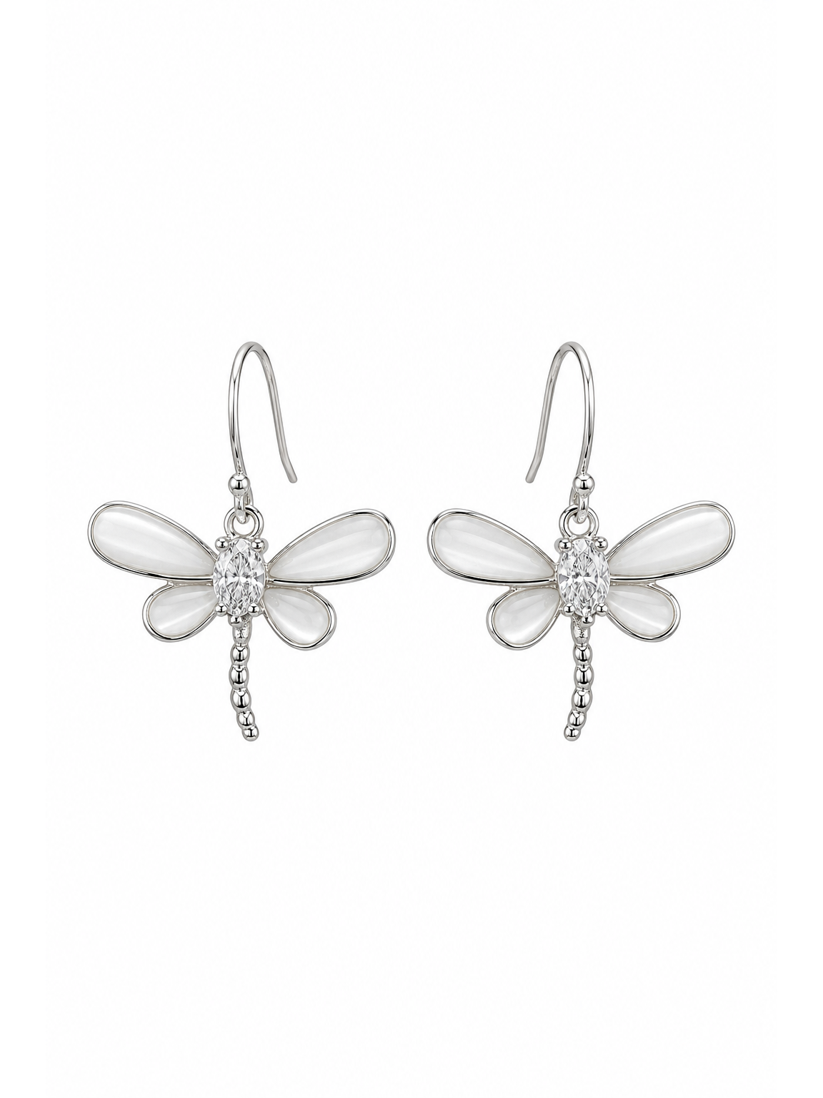 Dragonfly Cat's Eye Drop Rhodium with Sterling Silver Posts Earring 1