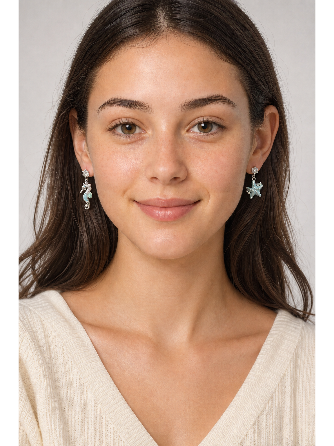 Ocean Mismatch Drop Rhodium with Sterling Silver Posts Earring 2