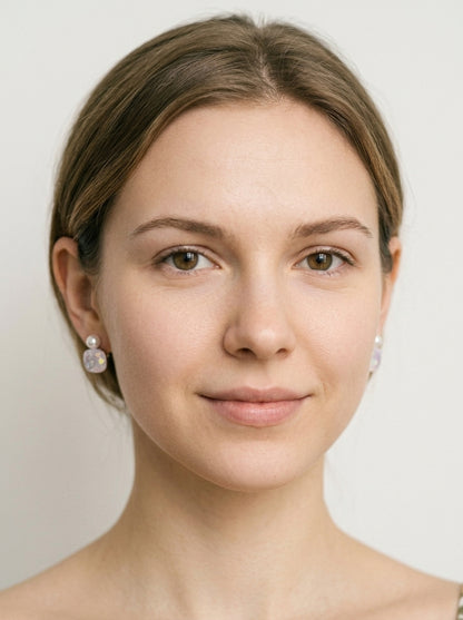 Plated Pastel Zirconia With Pearl Accent Rhodium with Sterling Silver Posts Earring 2