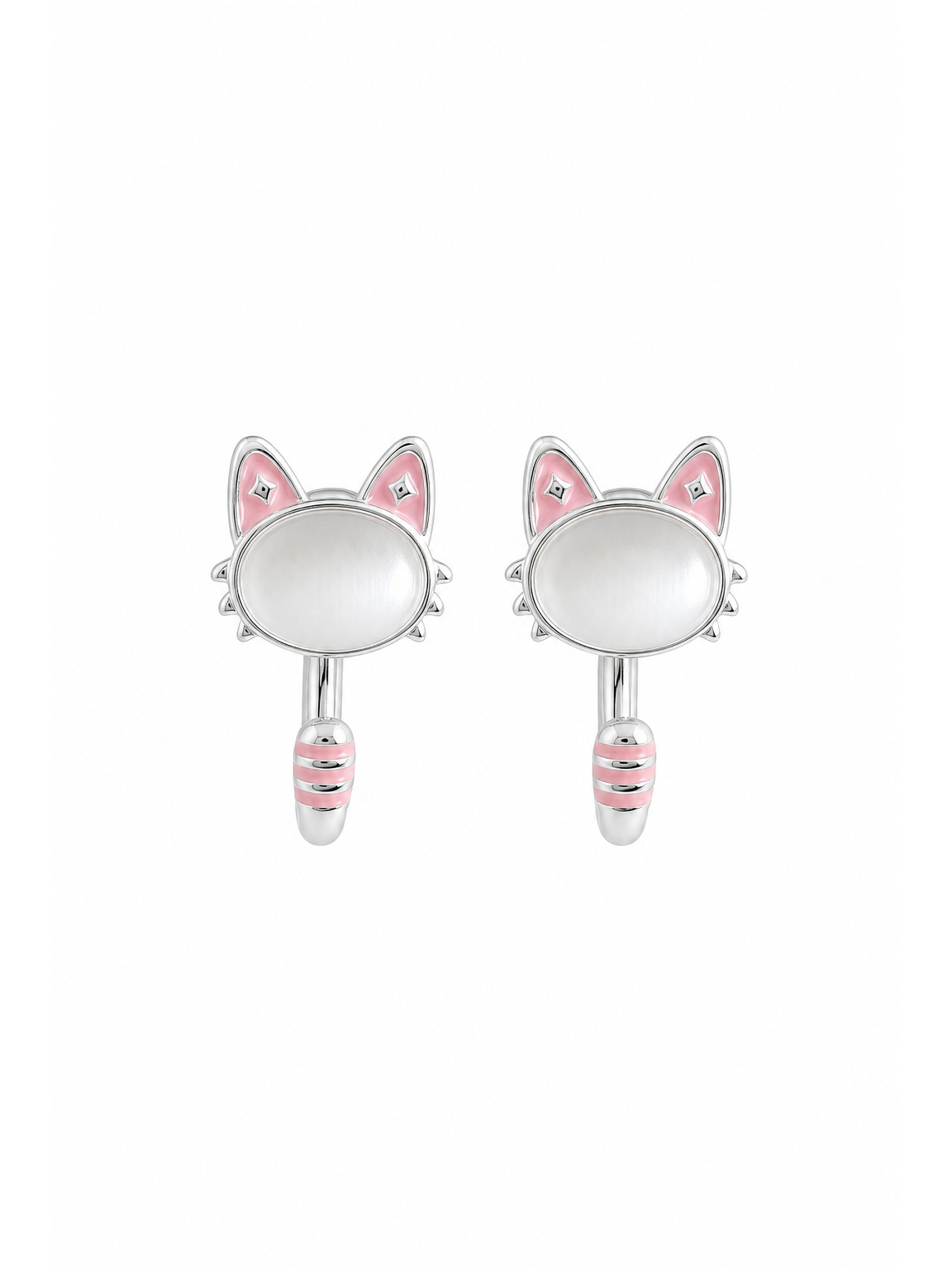 Plated Pink Cat Rhodium with Sterling Silver Posts Earring 1