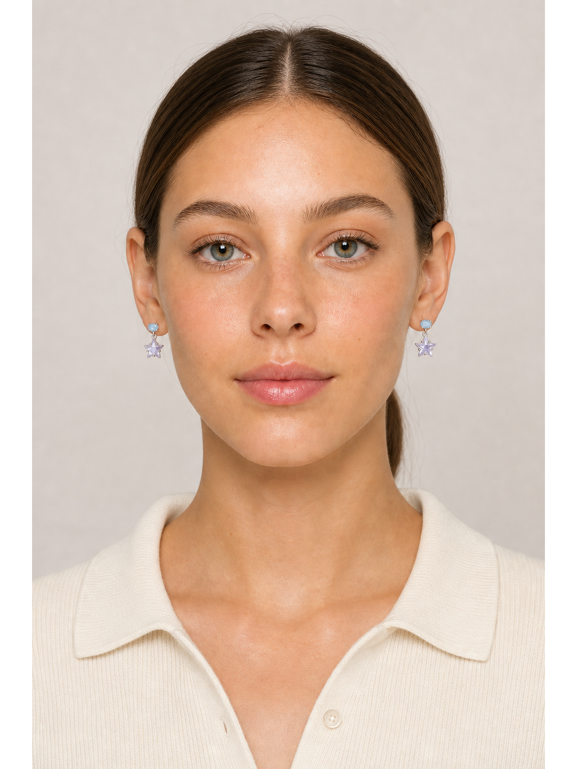Plated Blue And Lilac Star Drop Rhodium with Sterling Silver Posts Earring 2
