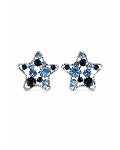 Plated Blue Zircon Star Rhodium with Sterling Silver Posts Earring 1