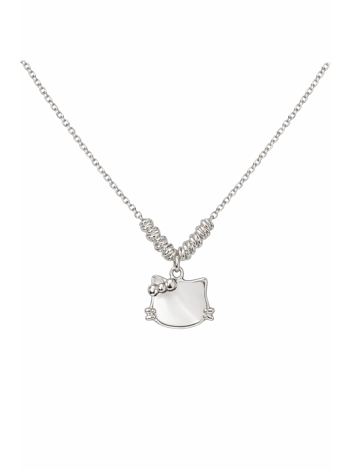 Rhodium Plated Cat Shell Pendant Necklace 1