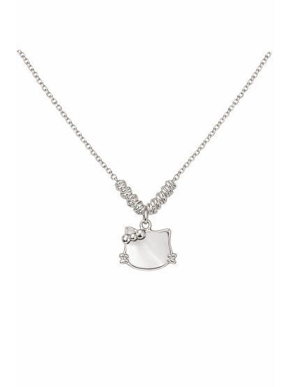 Rhodium Plated Cat Shell Pendant Necklace 1