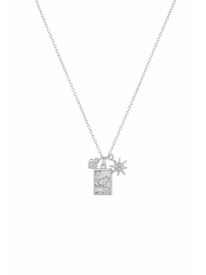 Rhodium Plated Celestial Charm Necklace 1