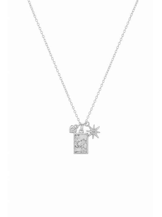 Rhodium Plated Celestial Charm Necklace 1