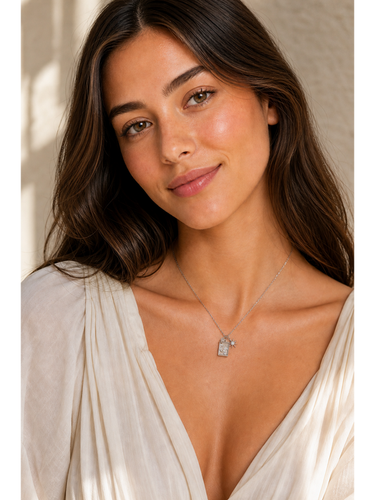 Rhodium Plated Celestial Charm Necklace 2