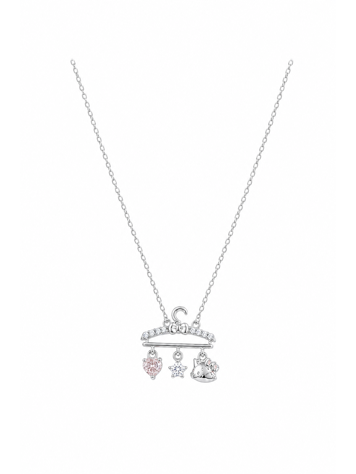 Delicate Rhodium-Plated Charm Pendant Necklace 1