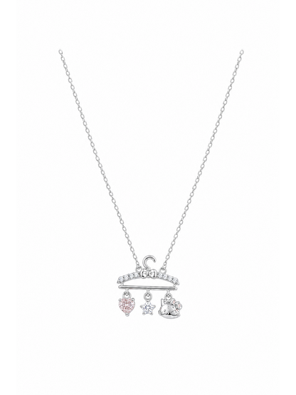 Delicate Rhodium-Plated Charm Pendant Necklace 1