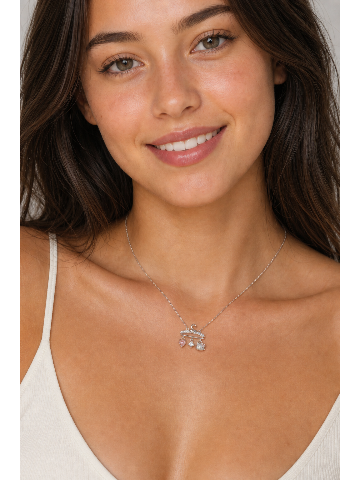 Delicate Rhodium-Plated Charm Pendant Necklace 3