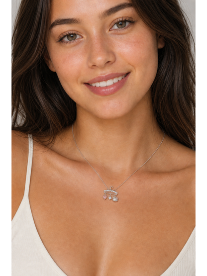 Delicate Rhodium-Plated Charm Pendant Necklace 3