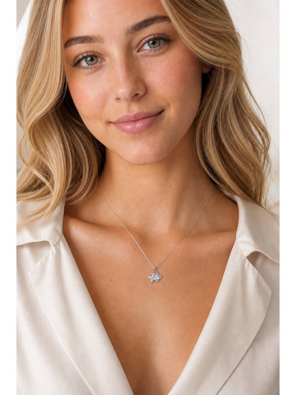 Rhodium Plated Clover Pendant Necklace 2