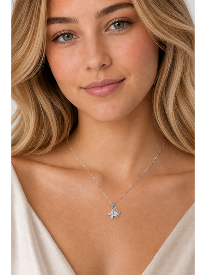 Rhodium Plated Clover Pendant Necklace 3