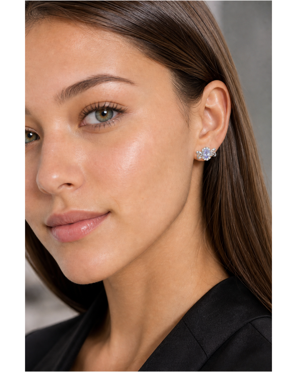 Plated Lavender Zircon Bow Rhodium with Sterling Silver Posts Earring 3
