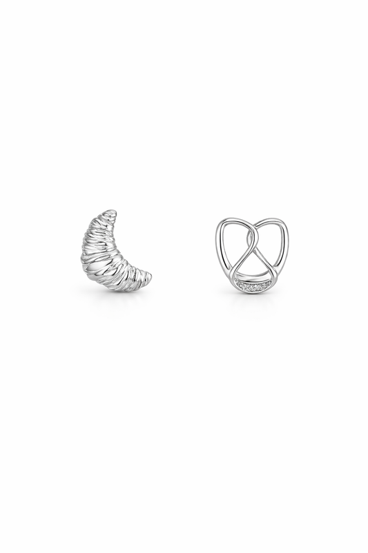Mixed Design Rhodium Plated with Sterling Silver Posts Earring 1