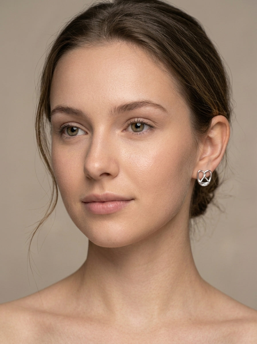 Mixed Design Rhodium Plated with Sterling Silver Posts Earring 2