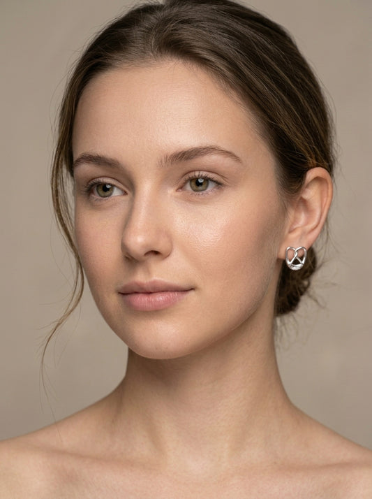 Mixed Design Rhodium Plated with Sterling Silver Posts Earring 2