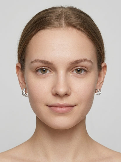 Mixed Design Rhodium Plated with Sterling Silver Posts Earring 3