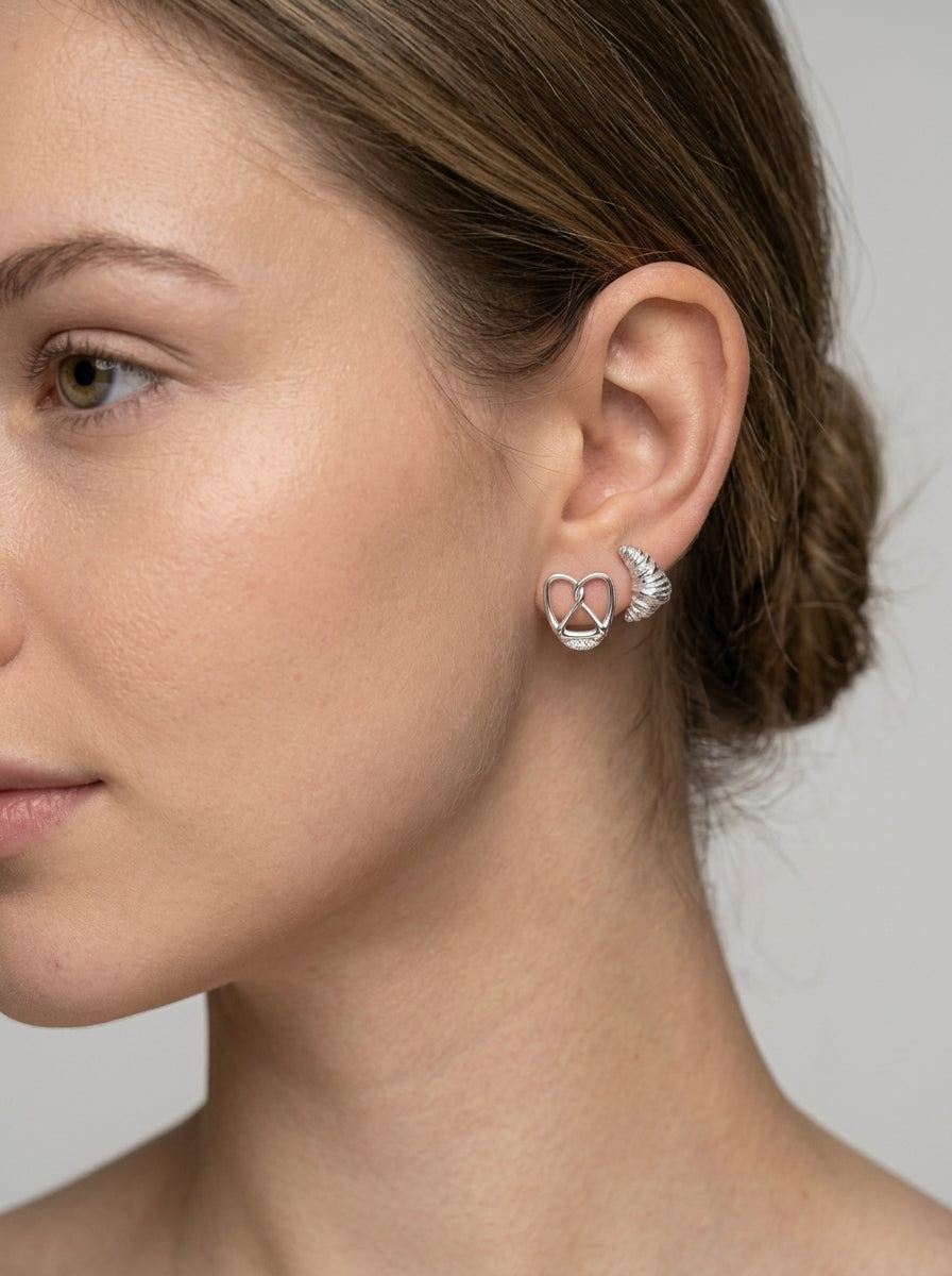 Mixed Design Rhodium Plated with Sterling Silver Posts Earring 4