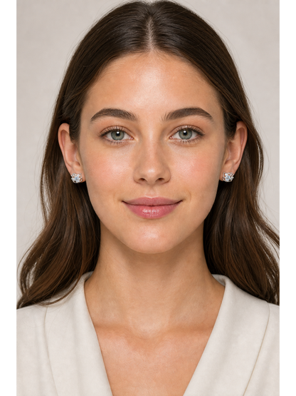 Plated Openwork Cat With Zircon Rhodium with Sterling Silver Posts Earring 2