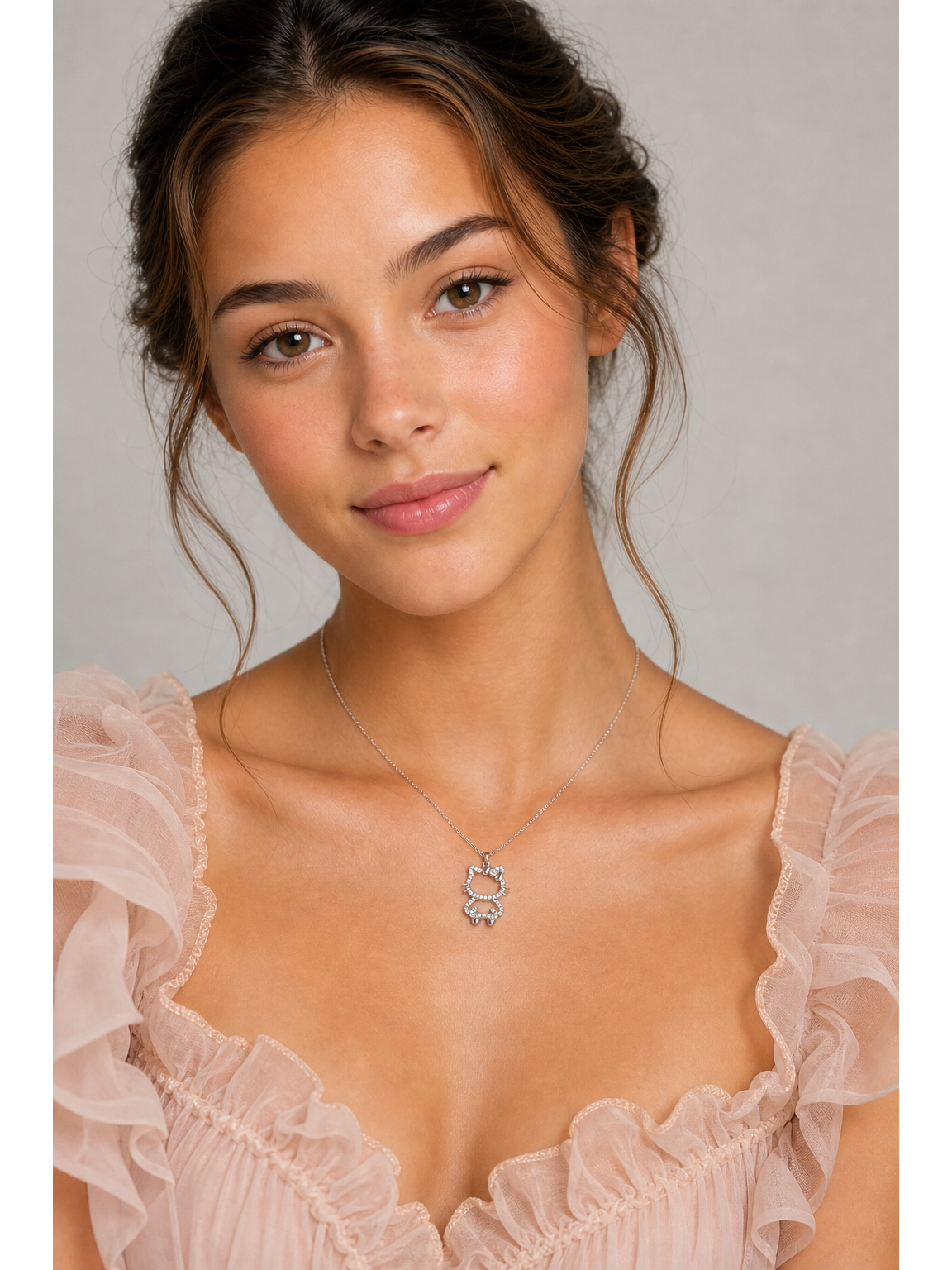 Rhodium Plated Silver Cat Pendant Necklace 2