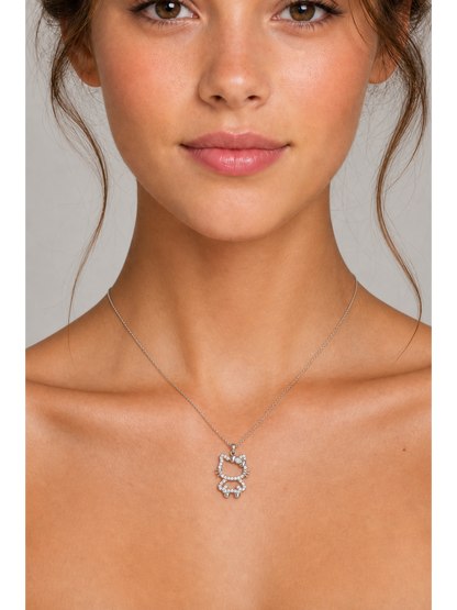 Rhodium Plated Silver Cat Pendant Necklace 3
