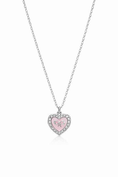 Rhodium Plated Silver Heart Pendant Necklace 45cm 1