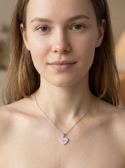 Rhodium Plated Silver Heart Pendant Necklace 45cm 2