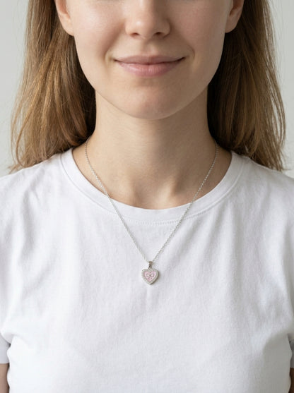 Rhodium Plated Silver Heart Pendant Necklace 45cm 3