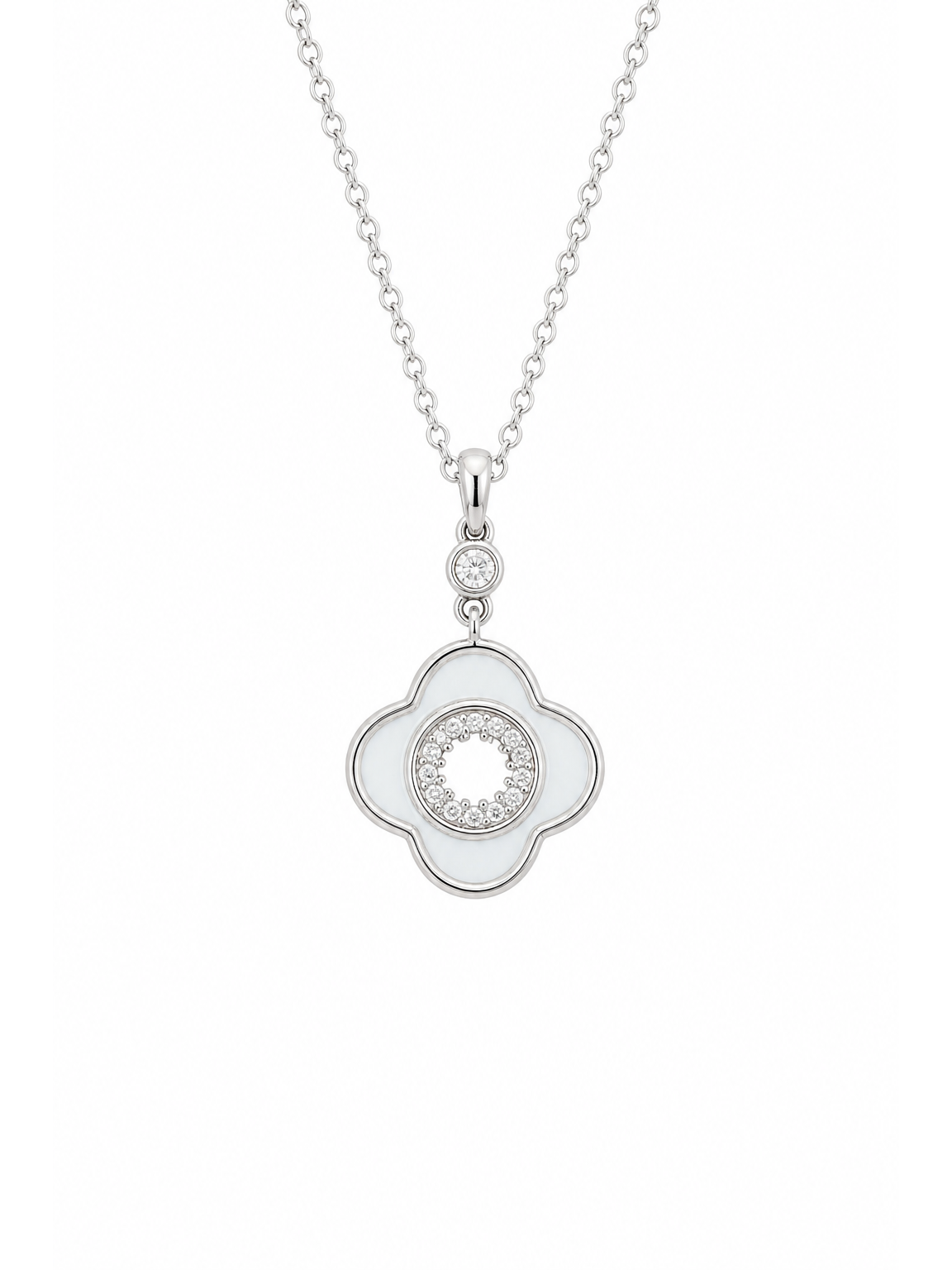 Rhodium Plated Silver Tone Pendant Necklace 45cm 1